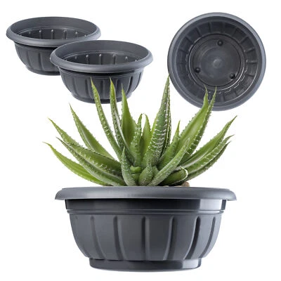 KADAX Blumenschale, aus Kunststoff, Pflanzschale, 20 cm, Graphit, 2 Stück