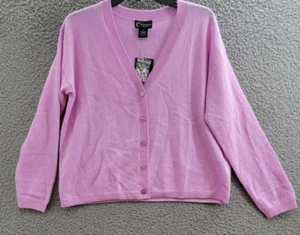 C by Bloomingdale's Cashmere Long Sleeve V-Neck Cardigan Women's S Rose Quartz - Picture 1 of 16