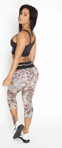 Brazilian cheetah print gym work out leggings, capri crop (fit size 8 - 14) - Picture 1 of 2