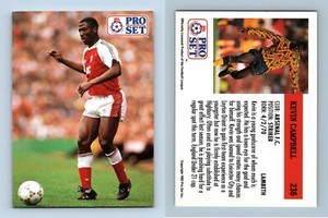 Kevin Campbell - Arsenal #236 English League 1991-92  Pro Set Trading Card