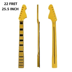 22 Fret 25.5 in Electric Guitar Neck Maple Inlay Black Binding Bolt on Truss Rod - Picture 1 of 21