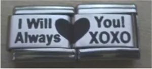 Italian Charm L26 Double link I will always love you Fits Classic Size Bracelet - Picture 1 of 1
