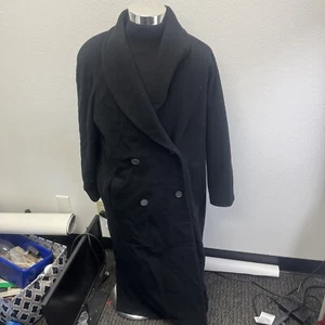 Vintage Evan Piccone Black Wool Women's Double Breasted Coat - Size 10 - Picture 1 of 7