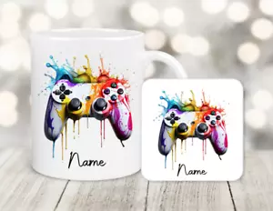 gaming gift, add name, gift cup and coaster, birthday gift, desk gift, kids gift