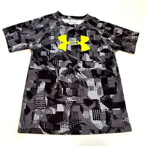 Under Armour Boy's Size 7 Heat Gear Performance Short Sleeve Shirt Gray & Black - Picture 1 of 5