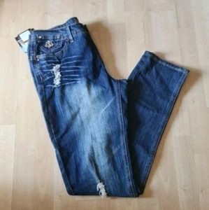 DEREON Jeans Distressed Skinny Leg Medium Wash Denim Size 11/12 Flap Pocket NWT - Picture 1 of 11