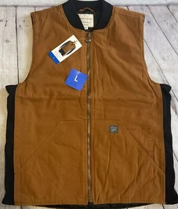 Weatherproof Vintage Mens Large Canvas Utility Workwear Vest Brown NEW Full Zip - Picture 1 of 16