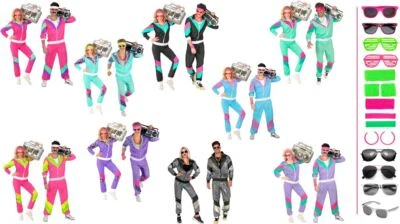 70er 80er Jahre Retro Trainingsanzug Karneval Kostüm Unisex Damen Herren - Bild 1 von 4