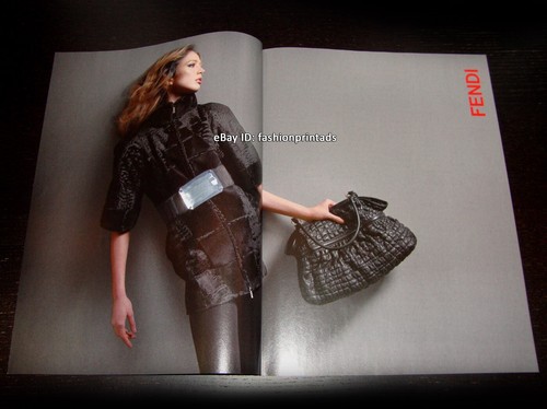 FENDI 4 pagine STAMPA ANNUNCIO autunno 2007 RAQUEL ZIMMERMANN Karl Lagerfeld PRETTY WOMAN