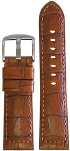 20 mm Panatime Natural Clásico Cuero Castaño Banda de Reloj con Estampado Gator - Imagen 1 de 1