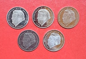2 DM Strauß 1998 A-D-F-G-J komplett Stempelglanz aus Kursmünzensatz ohne Folie - Bild 1 von 2