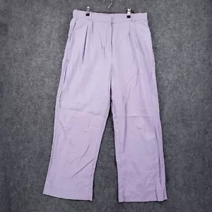 Abercrombie & Fitch Pants Women L Large Purple Relaxed Fit High Rise Linen Blend - Picture 1 of 11