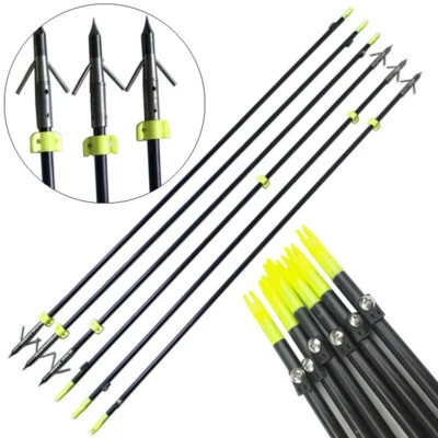 34'' Archery Solid Fiberglass Bowfishing Arrows Broadheads Bow Fishing Hunting - Image 1 of 4