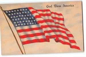 Postal "God Bless America" EE. UU. Bandera Tema Patriótico Bandera de Estados Unidos Assoc - Imagen 1 de 2