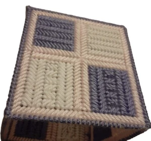 Handmade Quilted Tissue Box Cover Pink Purple White Shabby Chic Cottage Decor - Picture 1 of 5