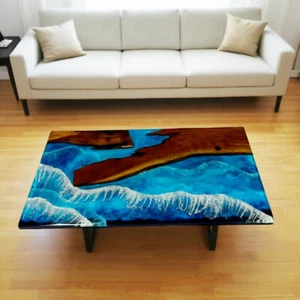 Wood Epoxy Coffee Table, Made To Order , River Side Table, Epoxy Sofa Table - Picture 1 of 10