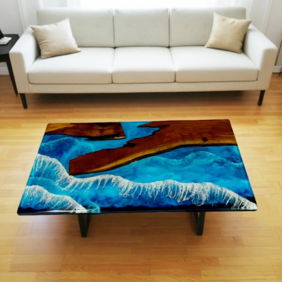 Wood Epoxy Coffee Table, Made To Order , River Side Table, Epoxy Sofa Table - Image 1 of 4