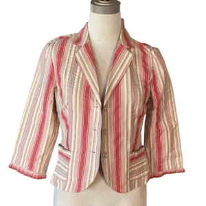 NWT CAbi Seersucker Striped Blazer Jacket Women’s 6 An American In Paris” - Picture 1 of 10