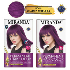 2X MIRANDA Premium 3D Permanent Hair Dye Shine Soft Color MC-19 LOLLIPOP PURPLE