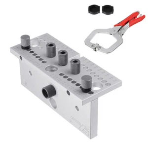 3In1 Dowel Jig Woodworking Hole Puncher Drill Guide Positioning Opener DIY Tools - Foto 1 di 15