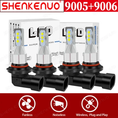 For Saturn SW1 SW2 SL SL1 SL2 6000K LED Headlight High Low Beam Bulbs Combo 4PCS - Image 1 of 4