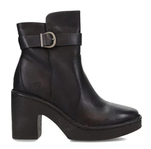 NEW BORN Women Hailey Buckle Platform Leather Bootie/Side Zip US 11 M Black $155 - Picture 1 of 18