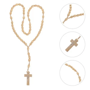  Colgante Cruz Madera Miss Padre Cuentas Collar para Hombre Rosarios - Imagen 1 de 12