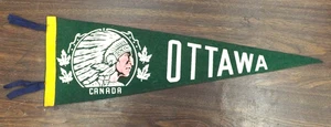 VINTAGE 1950s - 1960s OTTAWA CANADA PENNANT BANNER INDIAN CHIEF HEAD 21" - Picture 1 of 5