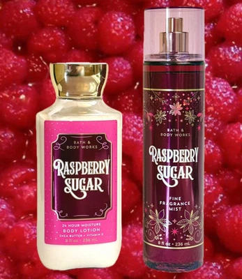RASPBERRY SUGAR Fragrance Mist & Lotion Bundle NEW Bath & and Body Works Disc't - Image 1 of 2