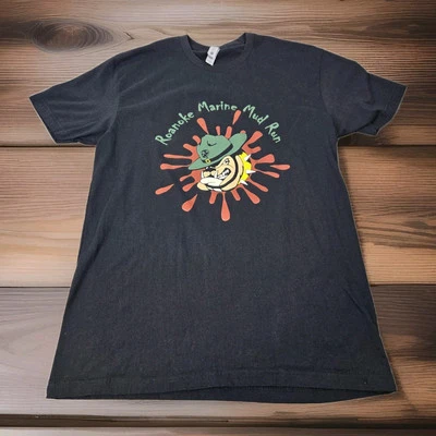 Roanoke Marine Mud Run T Shirt Mens M Black Muddy Bulldog Print Short Sleeve - Image 1 of 4