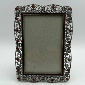 Sunflower Designs Ornate Pewter Picture Frame Fleur De Lis Jeweled Fits 5"x7" - Picture 1 of 4