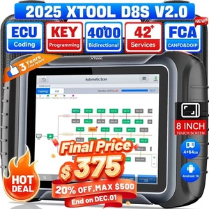 2025 XTOOL D8S V2.0 Auto Diagnostic Scanner ECU Coding Topo Mapping 42+ Services - Picture 1 of 18