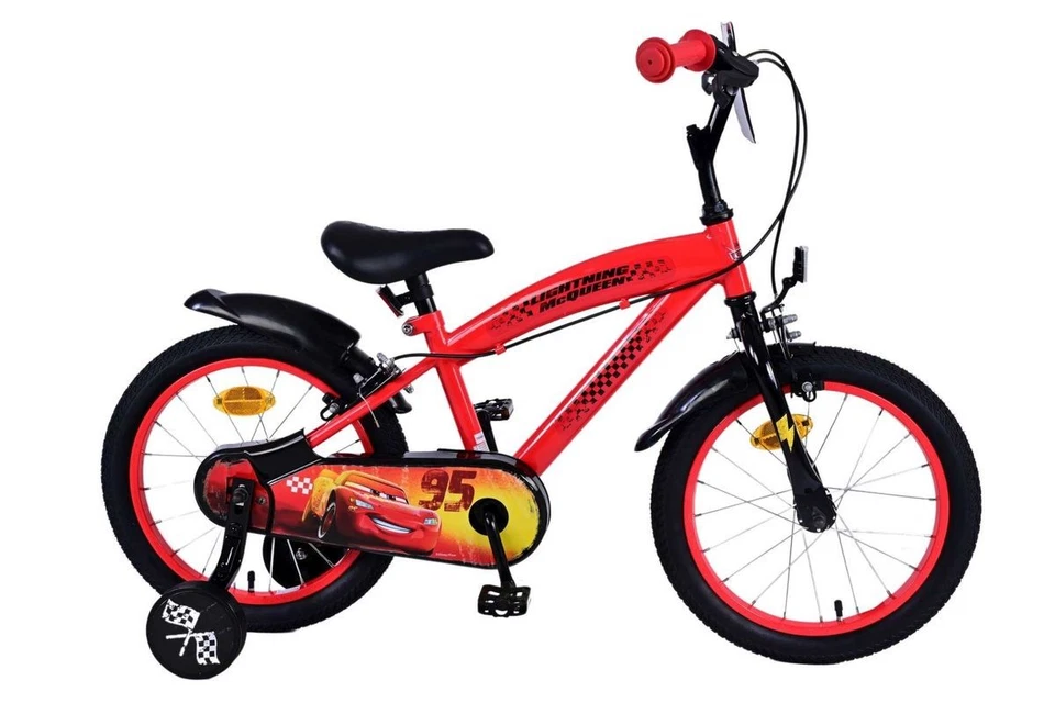 Volare Disney Cars 16 Zoll Kinderfahrrad Rot mit zwei Handbremsen - Sicherheit