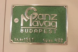 1961 GANZ MAVAG BUDAPEST #462 LOCOMOTIVE PLATE REMOVED FROM RUSSIAN ENGINE - Picture 1 of 2