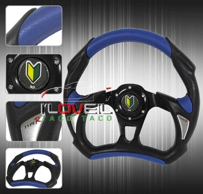 Universal Aluminum Drift Battle Steering Wheel 320mm Jdm Black W/ Blue - Изображение 1 из 3