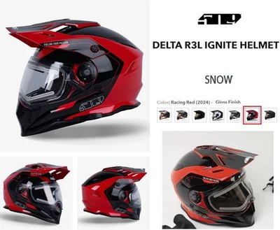 509 Delta R3L Ignite шлем на все лицо с подогревом щит - гоночный красный глянец - Изображение 1 из 4