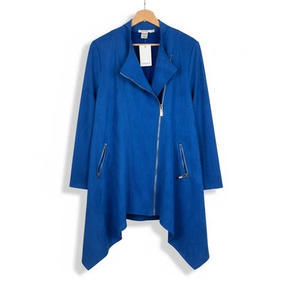 NWT Feratelli Womens S Biker Moto Artsy Edgy Boho Faux Suede Draped Jacket - Image 1 of 4