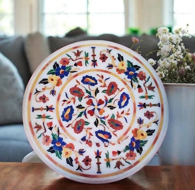 Marmo Bianco Pietra Dura Top - Stile Classico 24 " Tavolo Top - Immagine 1 di 4