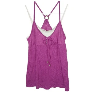 One Step Up Purple Y2K Babydoll Crinkle Tank Top Womens LG Boho Vintage Hippie - Picture 1 of 10
