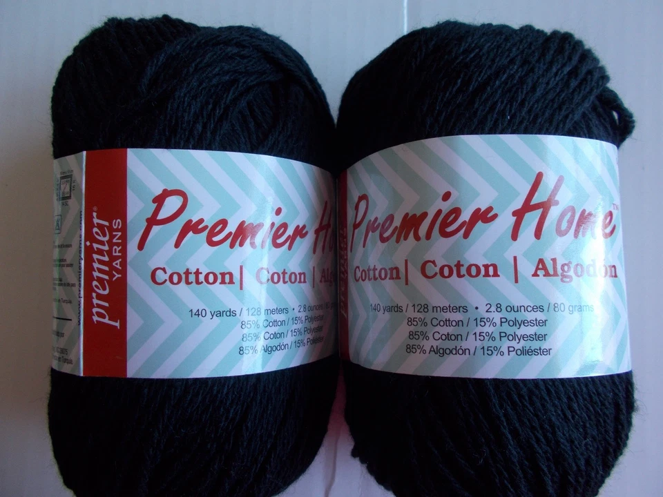 Home Cotton Yarn - Solid-black PK 3 Premier Yarns