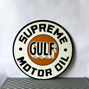 Vintage Gulf Supreme Motor Oil Sign - 19.7" (50cm) - Picture 1 of 11
