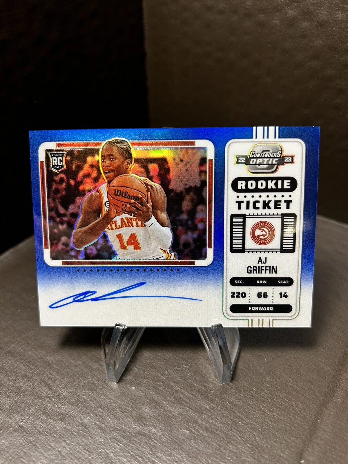2022-23 Contenders Optic AJ Griffin Blue /49 Prizm Variation RC Rookie Auto #137
