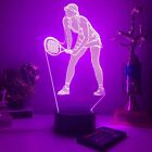 LED Nachtlicht Schreibtischlampe 3D Kinder Wohnkultur Kunst Hologramm Frau Tennisspieler