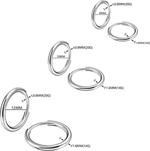 316L Surgical Stainless Steel Small Hoop Earrings 8Mm 10Mm 12Mm Hypoallergeni... - Picture 1 of 1
