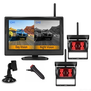 WIRELESS 5" MONITOR 2X IR REVERSING CAMERAS REAR VIEW KIT 124V 24V TRUCK,CARAVAN - Picture 1 of 21