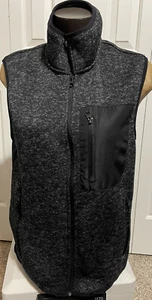 Womens Beverly Hills Polo Club Medium Knit Fleece Vest Gray Full Zip 3 Pocket - Picture 1 of 5