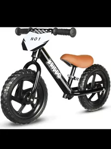 KRIDDO Toddler Balance Bike 18 Months to 5 Years Old, 12” Tires Black - Picture 1 of 7