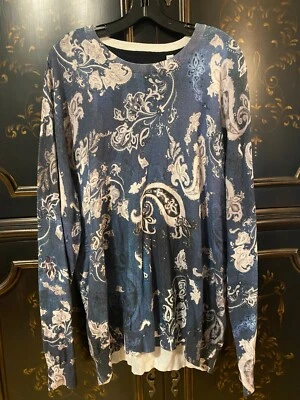 Suéter cuello redondo Robert Graham Gardi de algodón y lino para hombre $198 | índigo | 3XL Foto 1 de 4