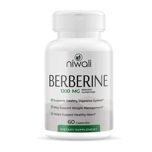 Niwali Berberine Supplement | Potent 1200mg Per Serving | Berberine HCI Root - Picture 1 of 9