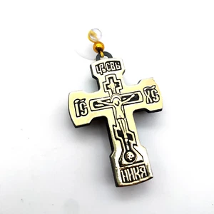 Icon Cross of Car on Suction Cup Jesus Christ Orthodox 6 x 4,5cm - Picture 1 of 2
